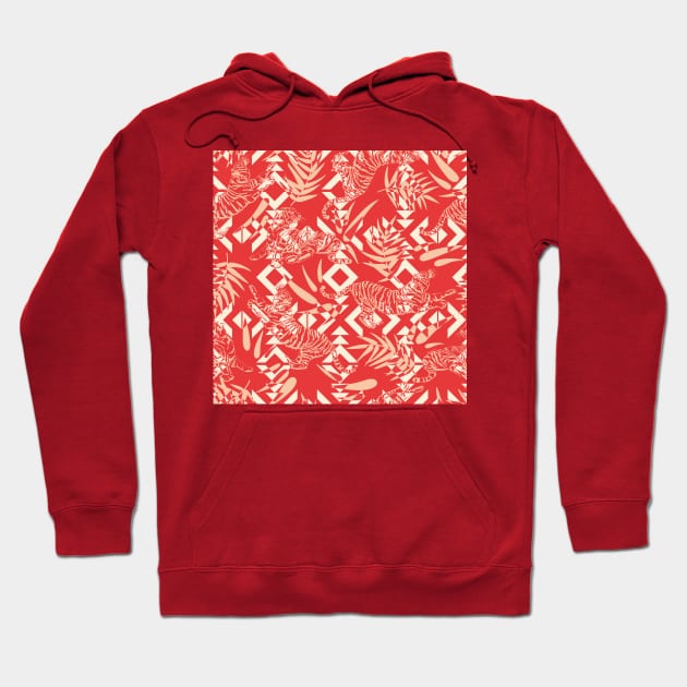 Tribal Tiger Camouflage / Red Jungle Hoodie by matise